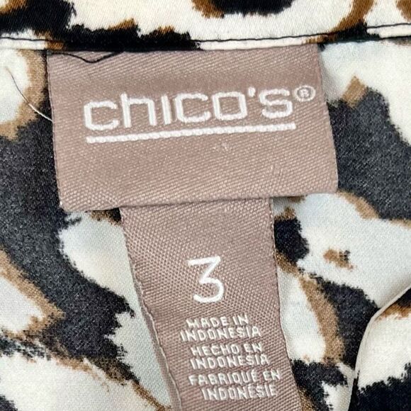 Chico’s Women’s Animal Print Leopard Asymmetrical Blouse 3 XL - Picture 8 of 11